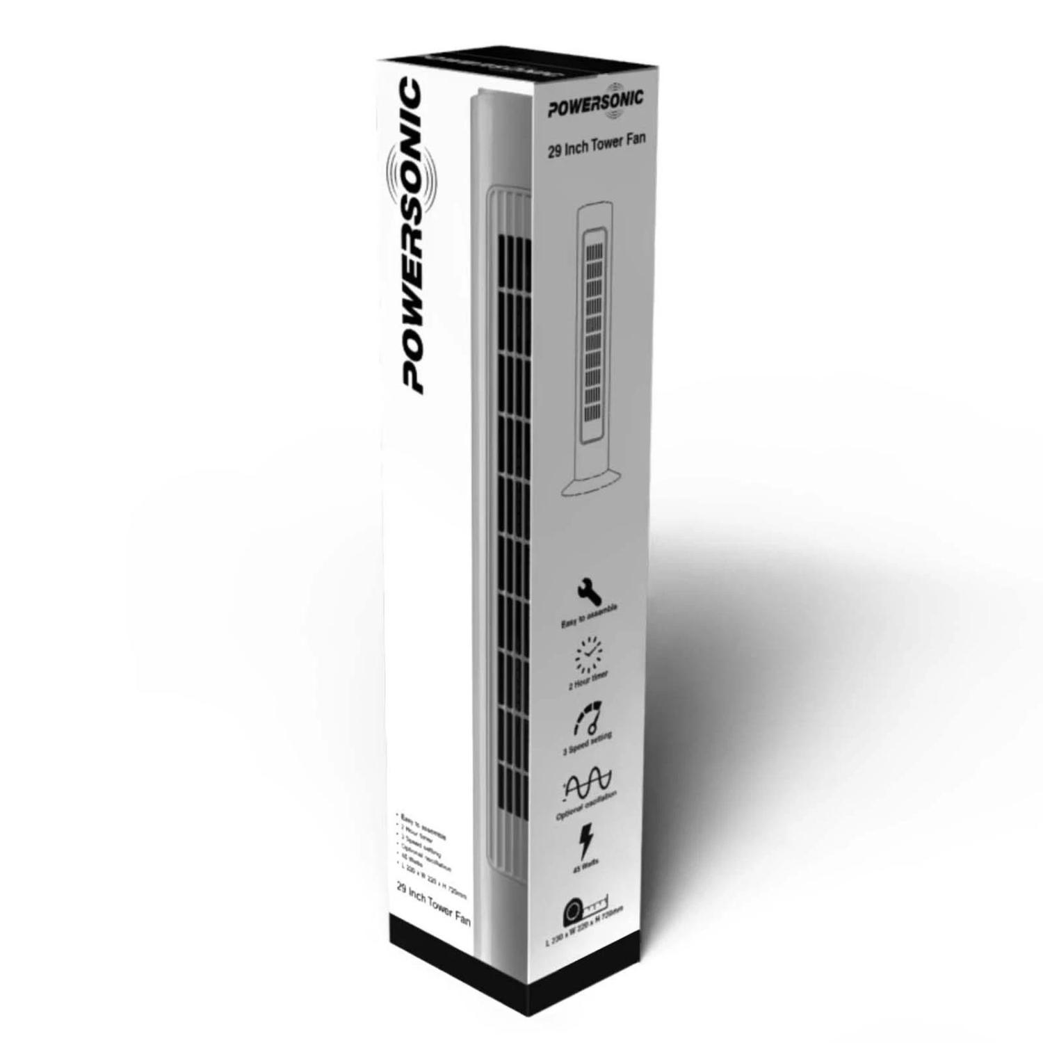 Powersonic 29 Inch Oscillating Fan Floor Tower Fan 3 Speed full image